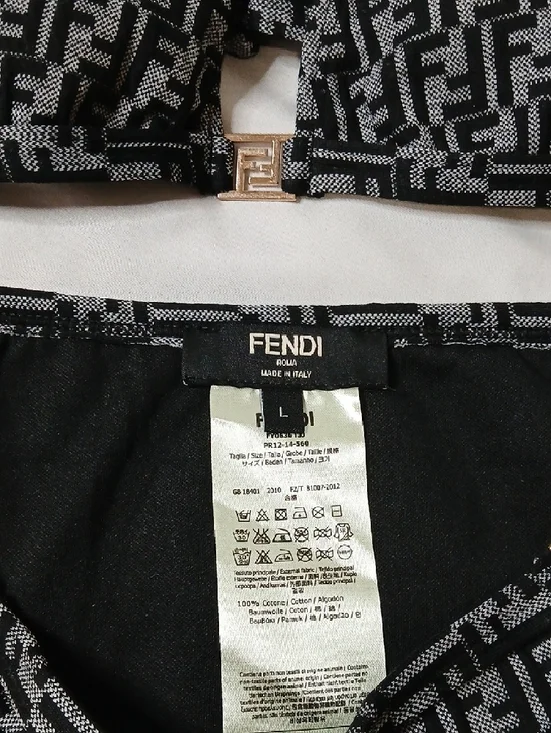 Fendi Black & Gray Logo Print Bikini Set - Picture 3 of 4